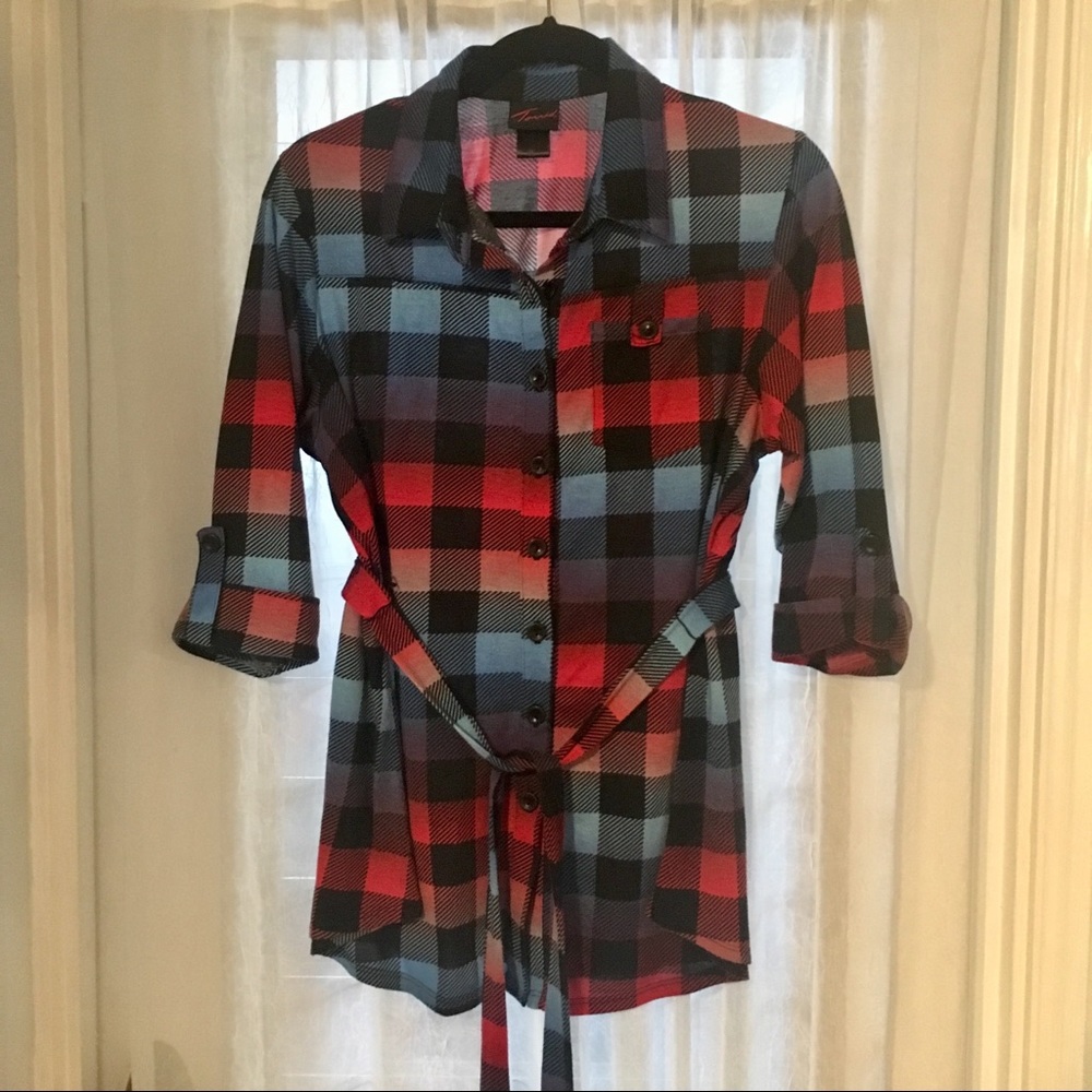 Torrid Plaid Button Down 3/4 Sleeve Flannel